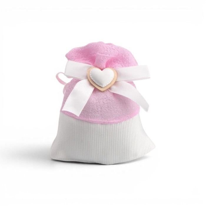 SACCHETTO RASO CUORE ROSA 10X1